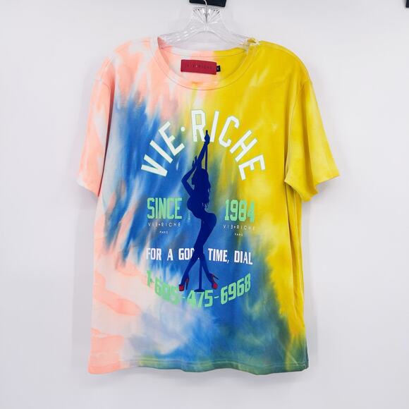 Vie + Riche For A Good Time Shirt Multi Color Mens Size Small Flaw - Picture 3 of 12